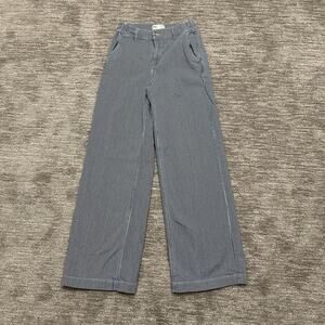 BKE Denim Billie Pants Womens 24x32 Blue White Pinstripe High Rise Wide Leg